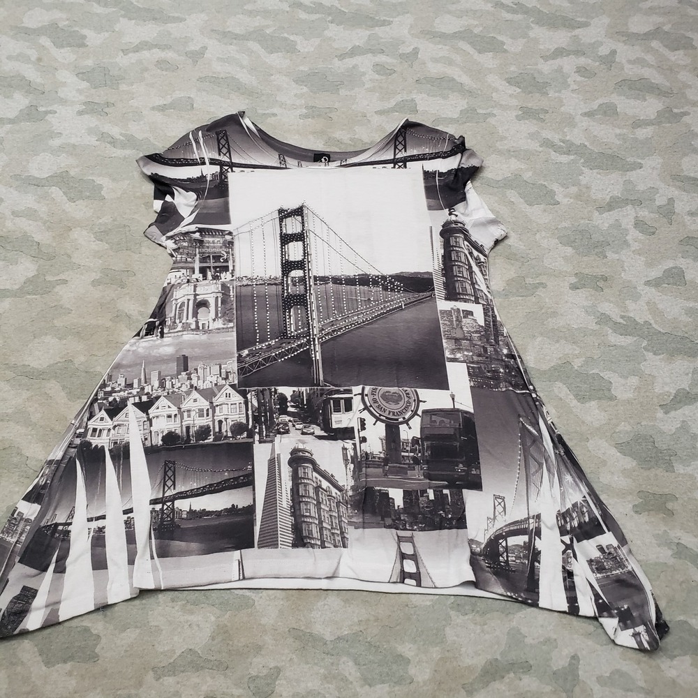 Vintage Big Bang Dress Womens Small Gray Short Sleeve San Francisco Y2k